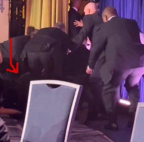 BigOrangeBully's tweet photo. Melania was left on all fours like a dog last night while Vance and Trump were surrounded and safely escorted to safety. https://t.co/X3OAhqjOER