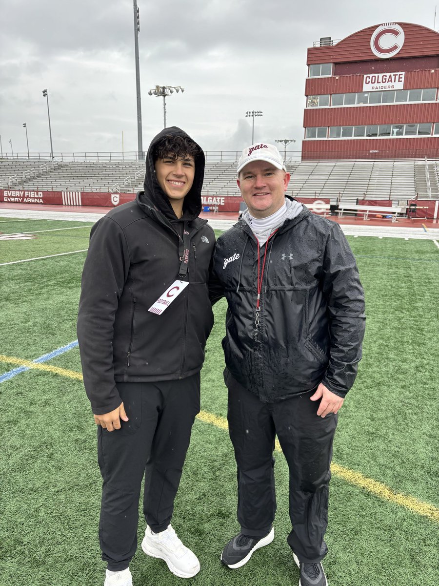 GianniFonash's tweet photo. Grateful for the opportunity to visit @ColgateFB and spend time with the team. Thank you to @_CoachWarner and @_CoachFitz for the hospitality and for sharing what it means to be part of the program! I had a great time learning about the culture and everything that Colgate offers academically and athletically. I'm hoping to get back up there this summer. Go Raiders! @HuskieFB @HuskieStrength @247Sports @PrepRedzoneIL @CSAPrepStar @EDGYTIM @Ison50 @CoachDeLade @CoachTBiscardi