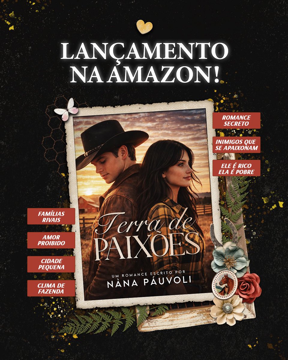 Terra de paixões, disponível na Amazon 

a.co/d/009BkEmI

🖤 Ele deveria odiá-la.
💔 Ela deveria manter distância.
🔥 Mas quanto mais tentam seguir as regras, mais se perdem um no outro.