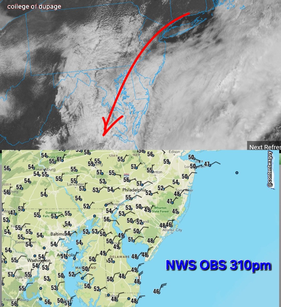 Jersey &amp; Delaware coasts getting a taste of southern New England weather today.
A low clouds deck and temps in the upper 40s.
Just had a solid week of that here in SE Massachusetts.