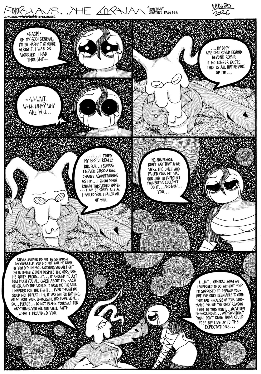 PortalsComic's tweet image. Portals: The Arrival (Chapter 1, Pages 164-167)
So much to take in, so much to grapple with, so much to worry about in your new future. The grief of your losses and burden of expectations is crushing you. #portalscomic #portalsthearrival #webcomic #scifi #scififantasy