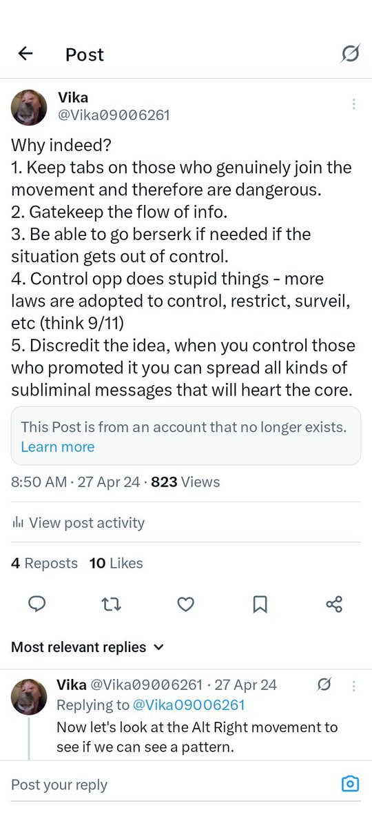 Vika09006261's tweet photo. Please, read this again, I am not trying to black pill you, I am trying to show you the truth.  Could it be just my truth? Easy. But don't you observe this happening? You do. Remember "the best way to control the opposition is to lead it ourselves" was said in 1917. https://t.co/k7bQcY5G2I