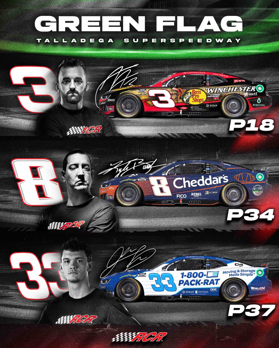 RCRracing's tweet image. We’re racing at Dega! To follow along with all the action, go follow @RCRupdates! 

188 laps | Stage breaks at lap 60 &amp;amp; 120

@BassProShops | @winchester | @cheddarskitchen | @1800PACKRAT