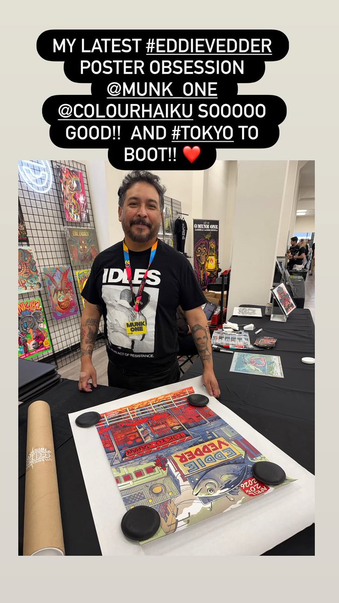 demetriosns's tweet image. Sweet! 😎  instagram.com/stories/munk_o… @Munk_One @INVISIBLE_IND @eddievedder #Poster #ColourHaiku #Tokyo #Japan 🇯🇵