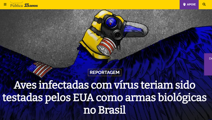 ErikaMdaVeiga's tweet photo. Agência Pública, financiada por Open Society, Ford Foundation, Oak Foundation e Fundação Betty e Jacob Lafer, contou em 2025 que “aves infectadas c/vírus teriam sido testadas pelos EUA como armas biológicas no Brasil”, no "Rockefeller Belem Virus Laboratory"🇺🇸, em Ananindeua🇧🇷,> https://t.co/XWh5sYdf8o