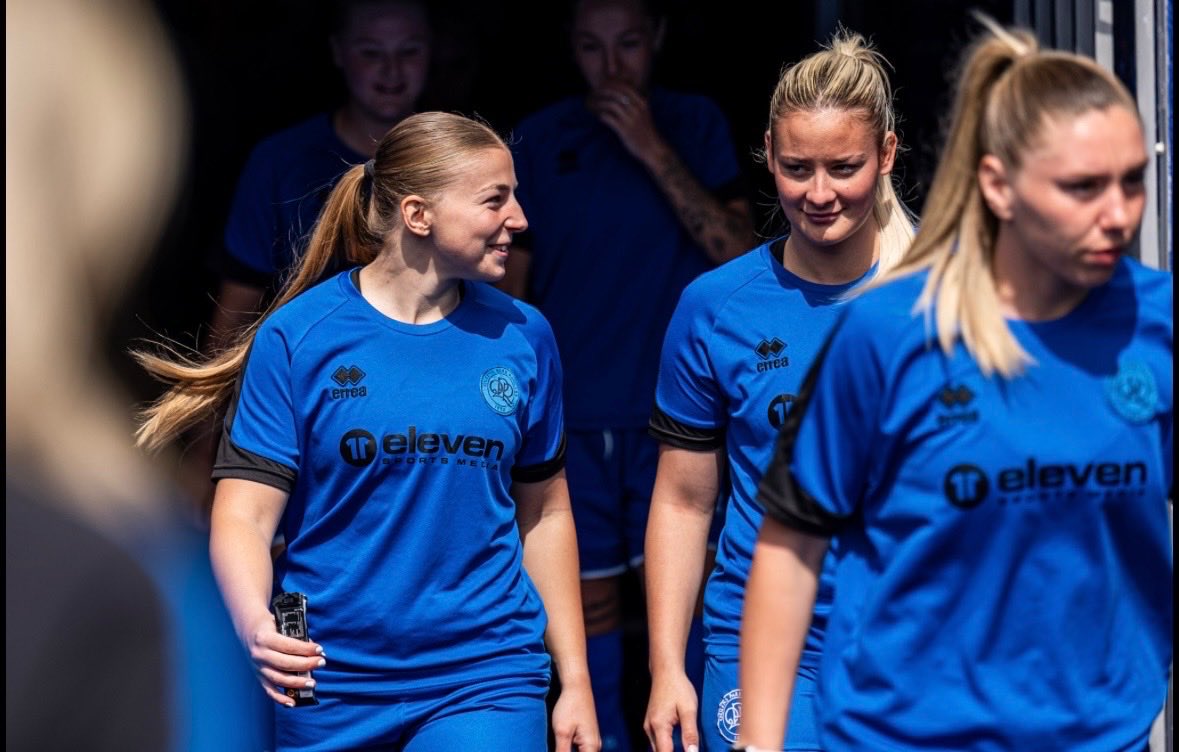 LillyWellesley's tweet photo. many friends and family wearing my shirt at the game today! Big thank you to my sponsor at motoworkx for your continued support and hooking me up with my new boots. Off to Crete now to recharge ready to go harder. @QPRWFC https://t.co/9nzNemS9tE