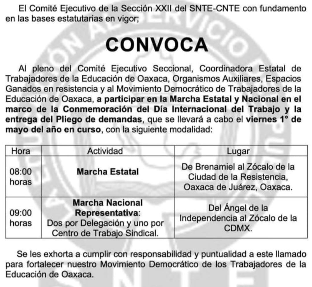 ContraProMx's tweet image. 😡😡 En #mayo inicia el #magisterio de #Oaxaca, nueve etapa de movilizaciones para exigir al gobierno estatal y federal cumpla sus demandas de orden laboral en el marco de su revisión contractual.

Mediante una convocatoria, la #Sección22 del #SNTE convoca a sus bases para su