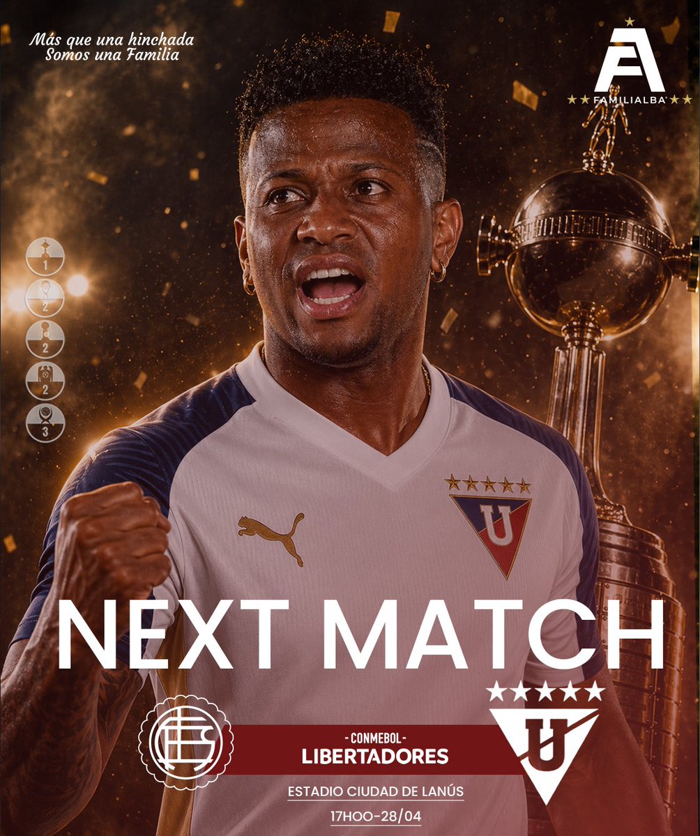 🤍🤍Siempre con Liga🤍🤍

Next Match 🔜

Tercera   batalla de la  gloria eterna⚪️🔴

🆚  Lanús 
🏟️ Estadio Ciudad De Lanús 
🕣: 17H00
 
¡Vamos Liga Carajo!💪🤍