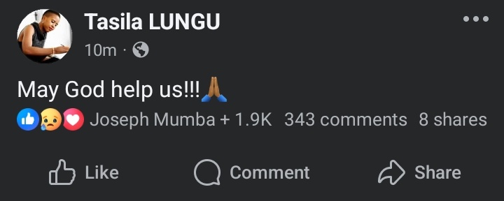 Tasila Mwansa Lungu 🙏🙏🙏

Praying for you Lungu family 🙏🙏🙏
