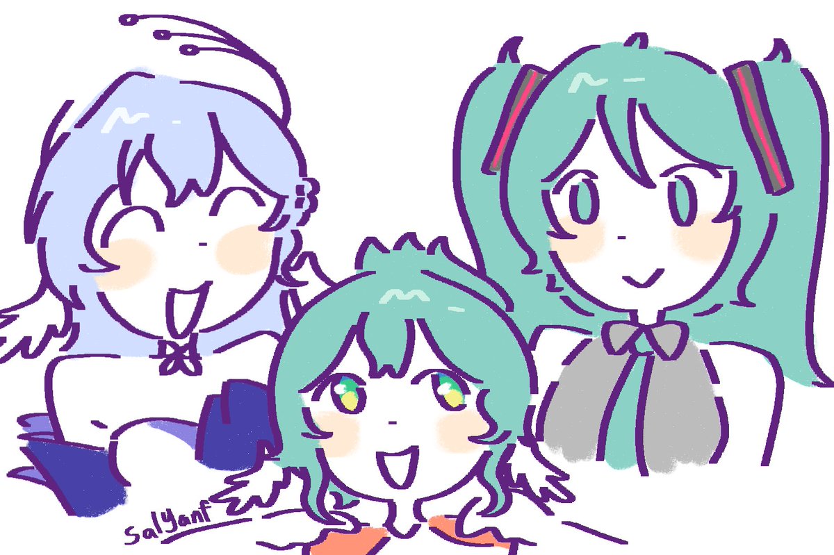 SalYanf's tweet photo. as celebration for the Miku collab, heres my favorite couple in my tomodachi life island with their daughter, Devon!!
#HatsuneMiku #HonkaiStairRail #RobinHSR https://t.co/xIyPYqouL0