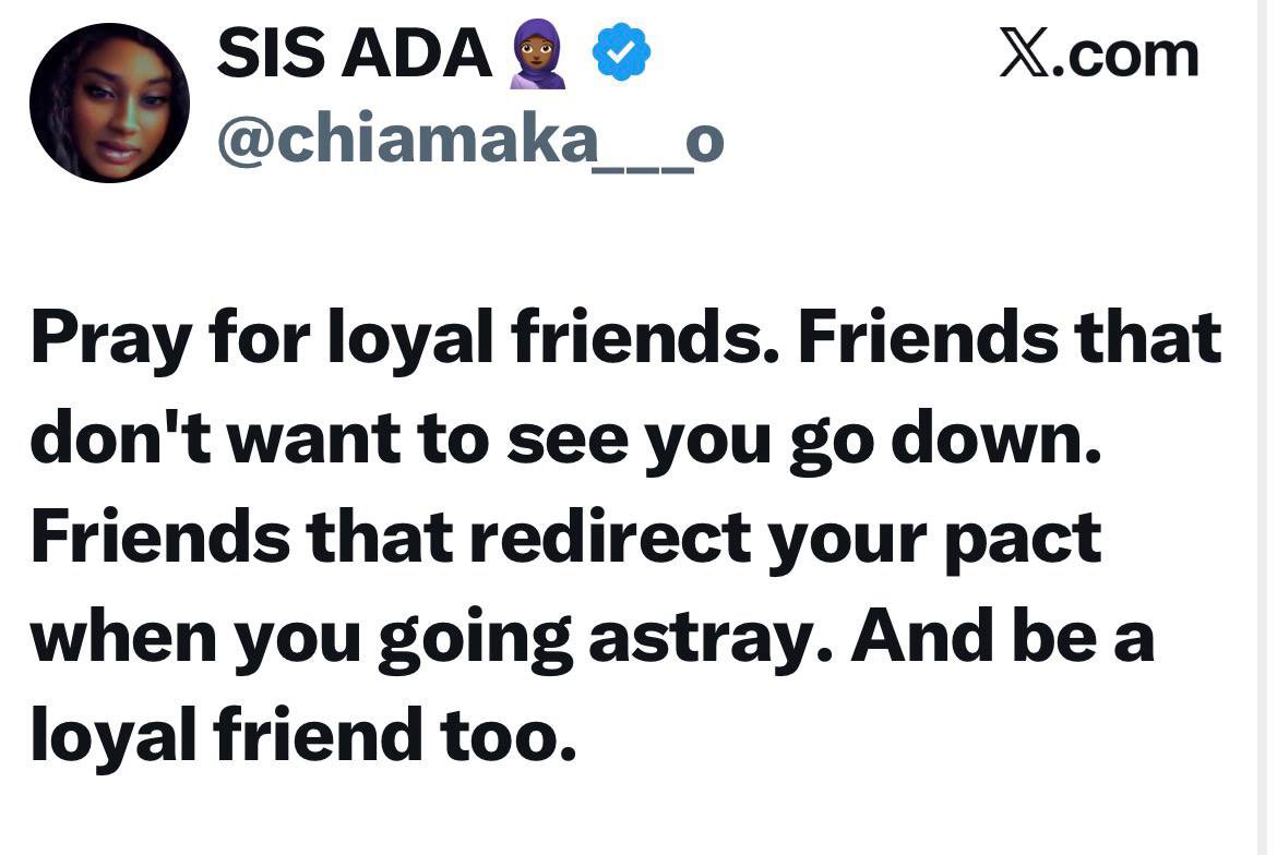 instablog9ja's tweet photo. Pray for loyal friends and be a loyal friend- Lady advises https://t.co/2q78xFkZwO