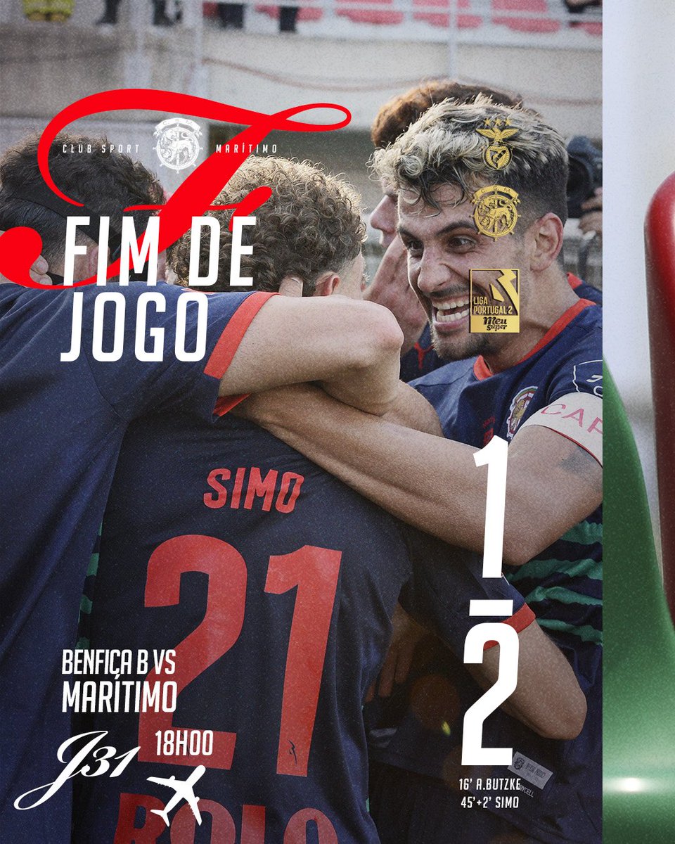 💚 SOU DE PRIMEIRA ❤️

✅ FIM DE JOGO! Vitória do #CSMaritimo, por 2-1, frente ao SL Benfica B para a #LigaPortugalMeuSuper
