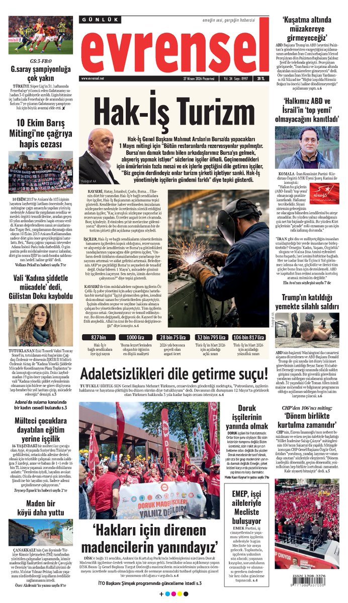 Evrensel Gazetesi tweet media