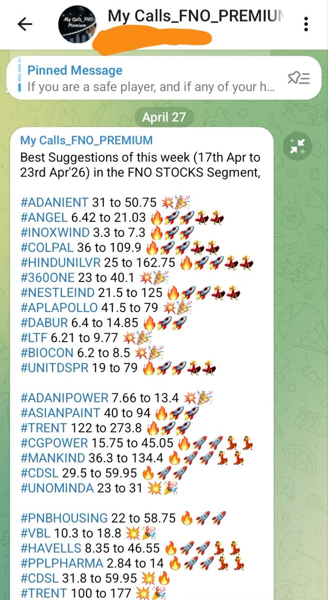 MycallsTrading's tweet image. The success rate of our Last Week's FNO Call Suggestion was 81.72% 🔥🔥😍😍💥💥

#OptionsTrading #FNO #PROFIT
#sharemarket #nifty #StocksToBuy #stocksinnews

Follow us on Telegram @ t.me/TojoinMycalls