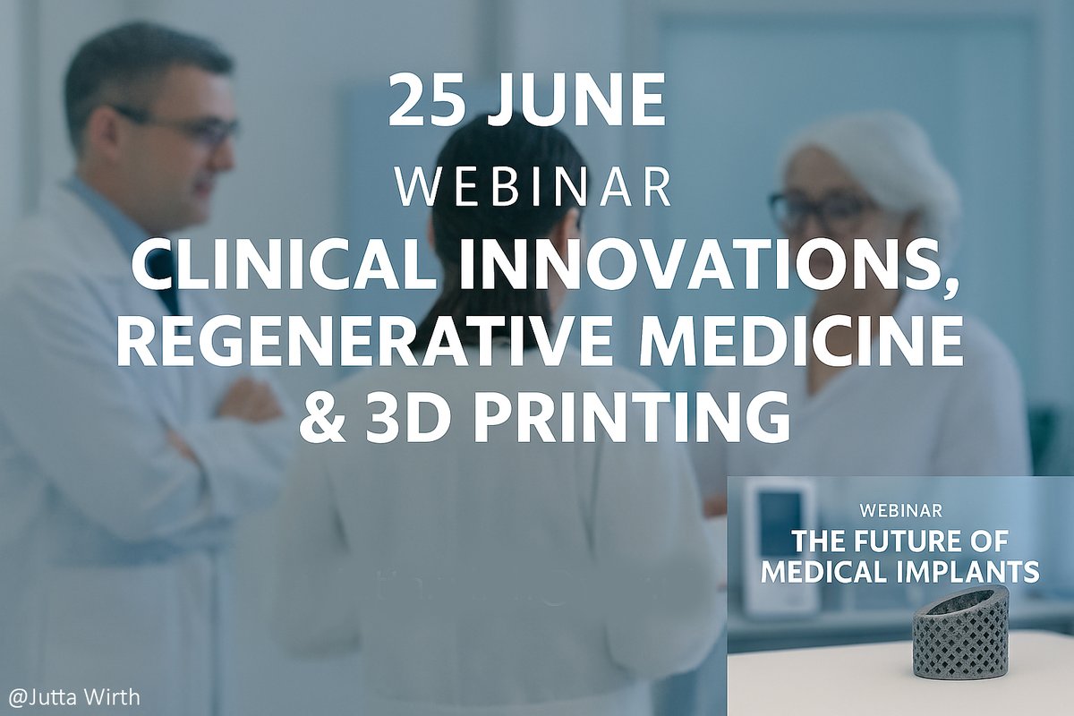 JuttaWirth's tweet photo. Have an idea in biotech, MedTech &amp; 3D printing?
 📅25 June | 15:00–16:00 CET, Let’s turn innovation into European collaboration &amp; funding. Our Webinars The Future of Medical Implants brings together researchers, industry, policymakers #HealthTech #EUprojects https://t.co/YYE2erjTM2