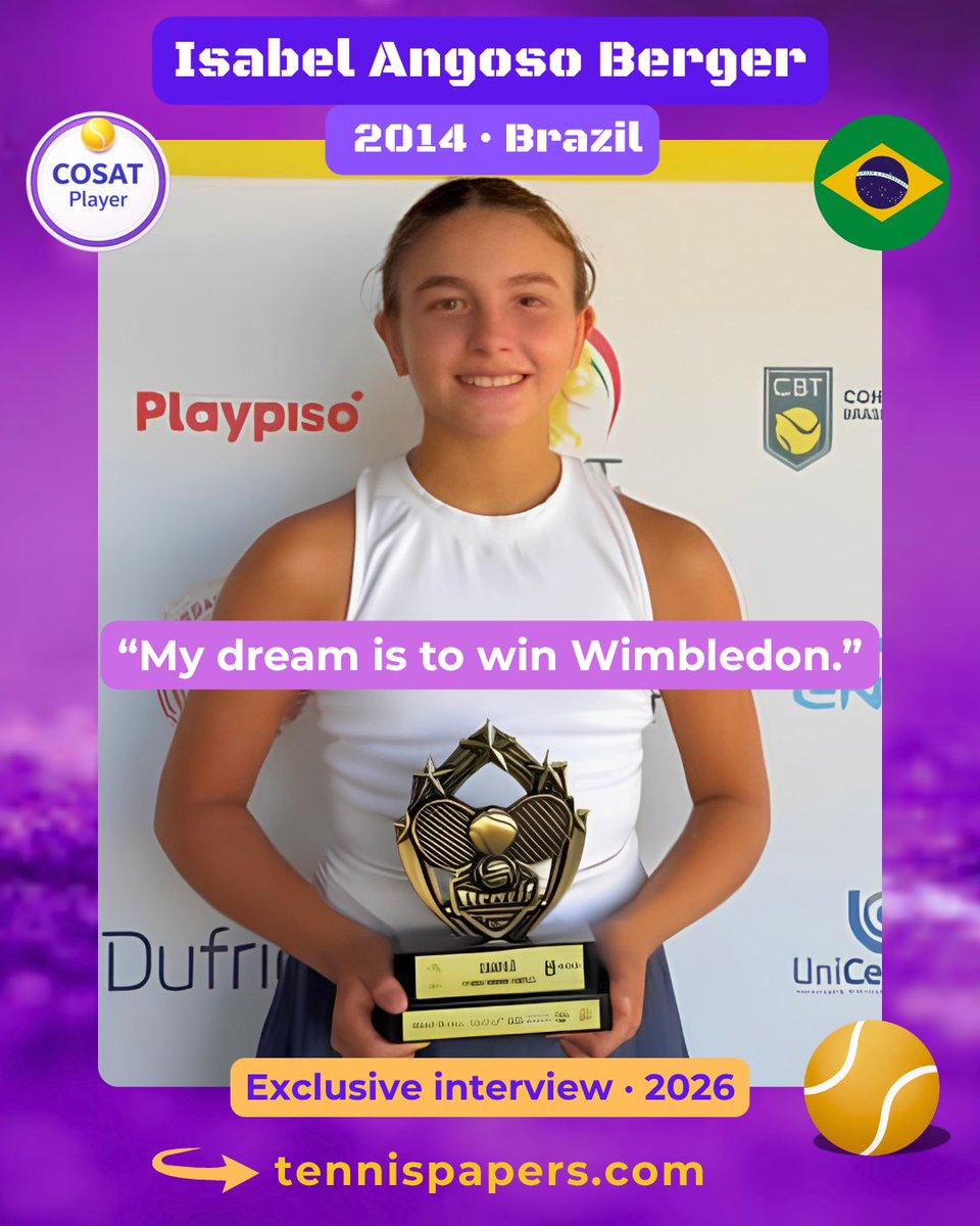 TennisPapers's tweet image. 🇧🇷 Isabel Angoso Berger (2014, Brazil)
🎾 COSAT junior tennis player
🥇 No.1 Brazil U12
🏆 Brasil Juniors Cup 2026 Champion
👉 Exclusive interview
tennispapers.com/isabel-angoso-…

#IsabelAngosoBerger #BrazilTennis #JuniorTennis #NextGenTennis #TennisPapers