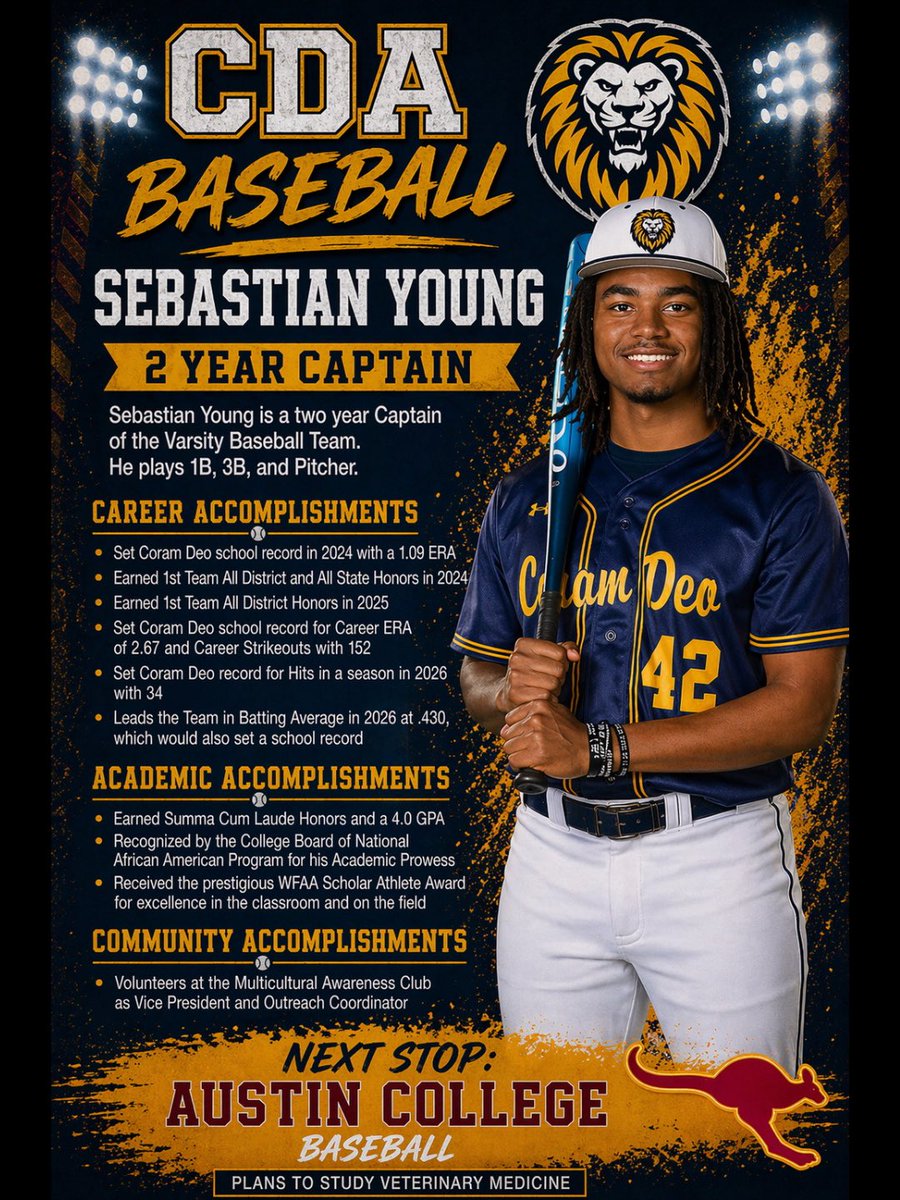 CoramDeoBsball's tweet photo. On Senior night we honored Sebastian Young @sebasbringsheat for his contributions at Coram Deo Academy.  Sebastian holds ERA, Strikeouts, and Hits records at CDA, holds a 4.0 GPA, and volunteers in his community outreach program.
@ackangaroosbsb 
@cdaathleticsfm https://t.co/OMcszRFwK4