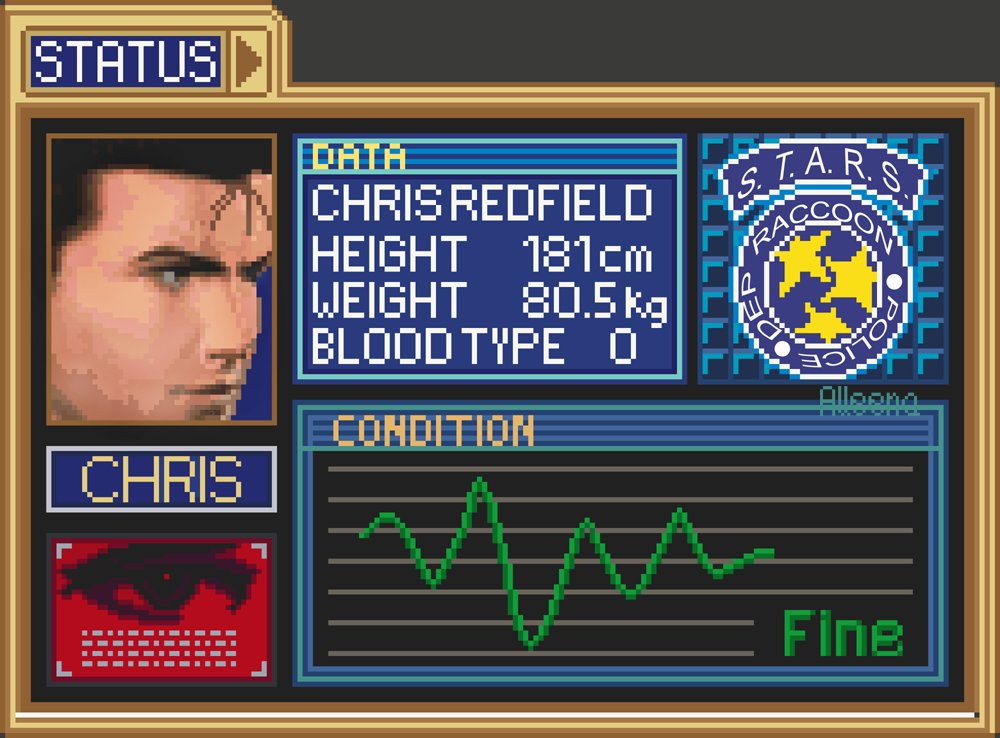 AlleenasPixels's tweet image. Code Veronica Chris Status Pixel Art. 😊 

#chrisredfield #ResidentEvil