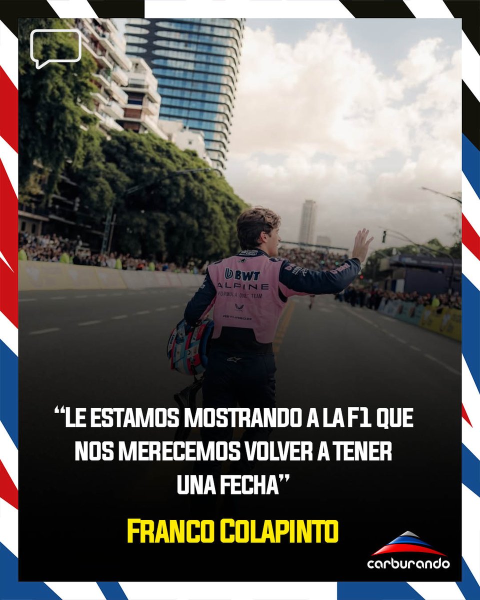 CarburandoTV's tweet image. 🤩🇦🇷 @francolapinto habló luego de su histórico Road Show y dejó una contundente declaración para el mundo del automovilismo para una futura vuelta de la @f1 al país.

#Colapinto #RoadShow