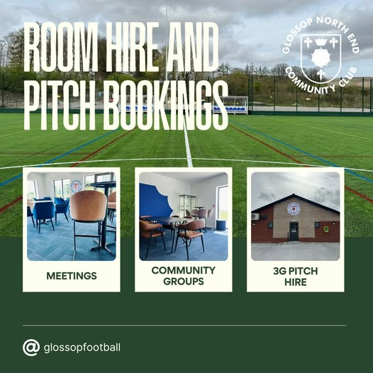 glossopfootball's tweet image. 📢 Need a venue? 
⚽ A few 3G block bookings are available at our home on Cemetery Road in #Glossop - daytime, evenings and weekends!
🏠Our Community Room is perfect for meetings, training, or local groups.

Get in touch by DM or email football@glossopfootball.co.uk

#LoveTheGame