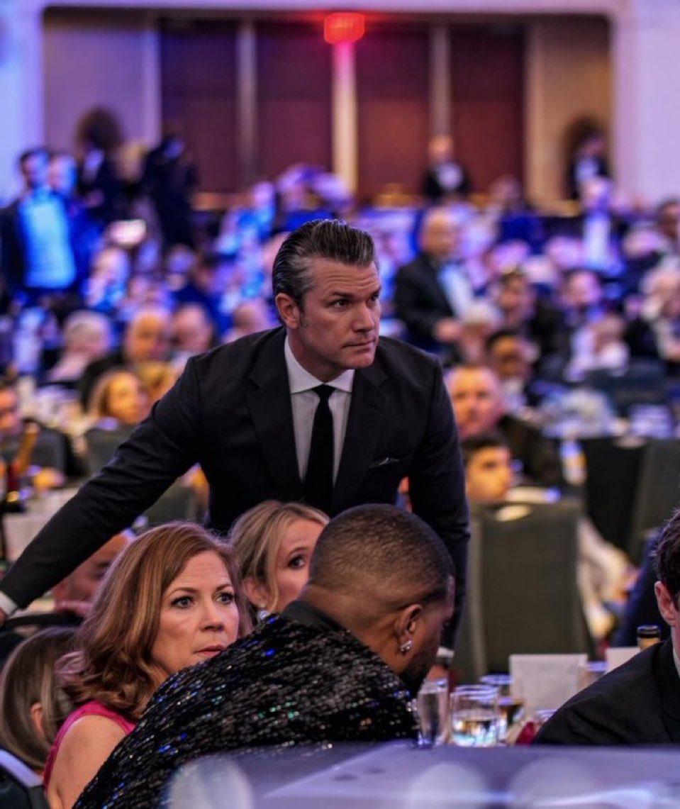 Luke4NJ's tweet photo. Head on a swivel and looking to the sound of the guns, @DeptofWar is lucky to have a @SecWar who is rebuilding lethality and empowering America’s warfighters, even if it requires showing entrenched institutionalists the door to do so. Glad everyone at the WHCD dinner is safe. 🇺🇸 https://t.co/eZ72KXDda8