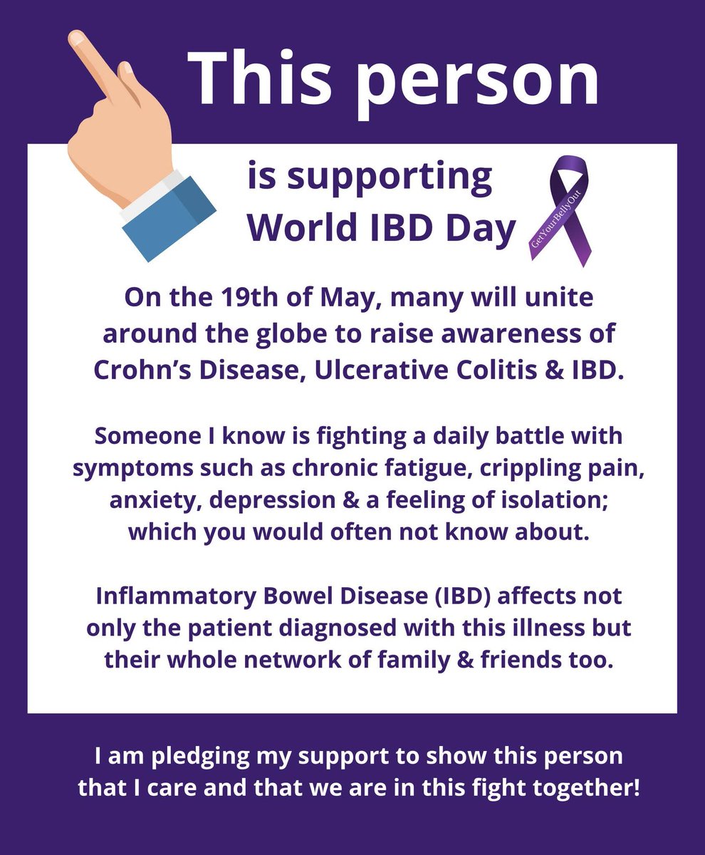 GetYourBellyOut's tweet image. *ATTENTION PLEASE* 
WORLD IBD DAY IS COMING!!!! 🎉

Will you be joining #GetYourBellyOut in supporting #WorldIBDday, which raises awareness of #Crohns Disease, Ulcerative #Colitis &amp;amp; Microscopic Colitis on the 19th of May?

If so let your friends and family know by sharing this