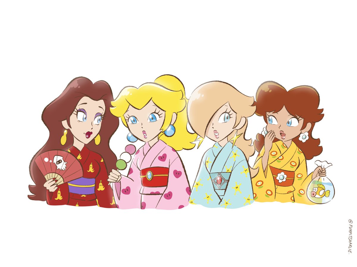pumpitcharlie's tweet image. Yukata Girls 🍡 🎆

illustration by me (: 
.
.
#SuperMarioFanart #SuperMario #Rosalina #PrincessPeach #PrincessDaisy #MayorPauline #SuperMarioGalaxyMovie