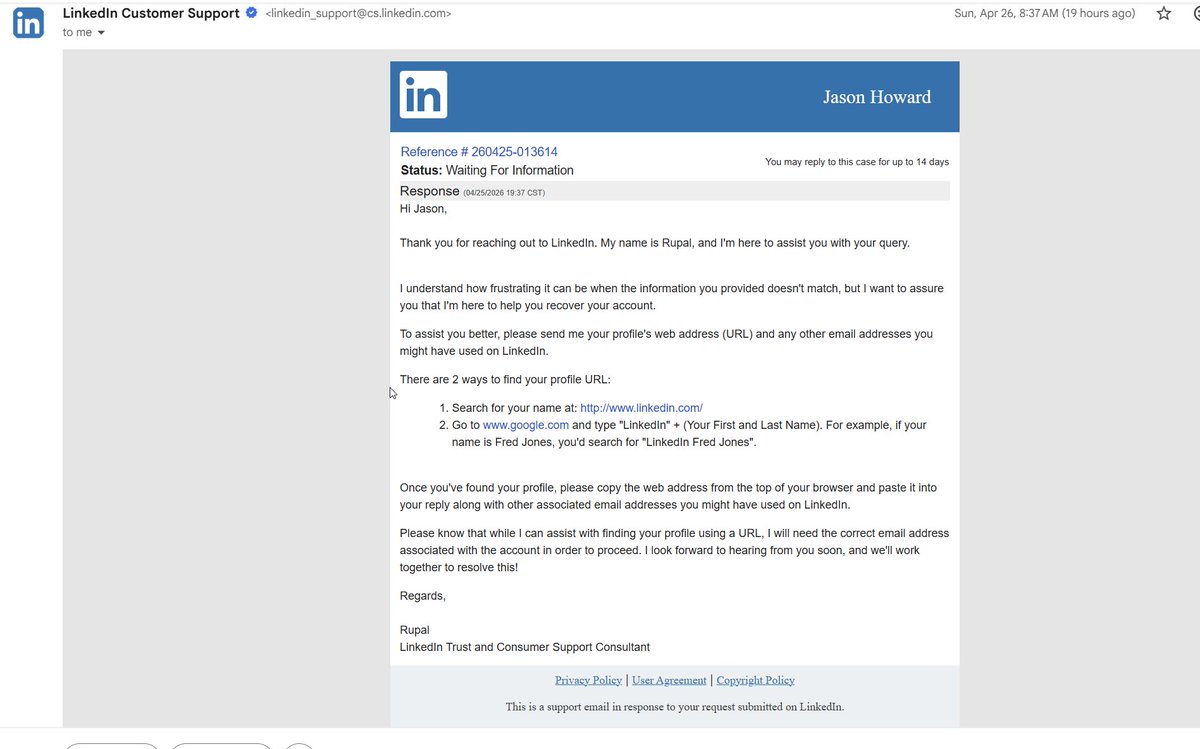 jasondhoward83's tweet image. @LinkedInHelp  i can no longer even comment on veteran related topics?? You keep sending me PM's telling me support emailed me, but the emails are not even close to any issues I have brought up, they are as if you are using AI to respond to issues, and not fixing the #censorship