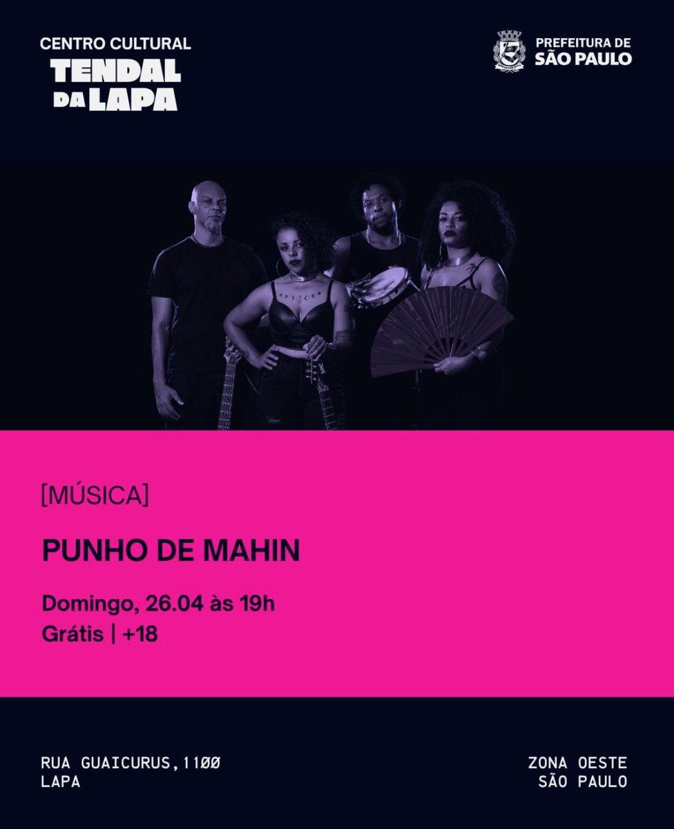 AcessoCodigo's tweet image. Agenda 
Hoje, às 19H tem @punho_de_mahin no @cctendaldalapa 

#agenda
#punhodemahin 
#cctendaldalapa