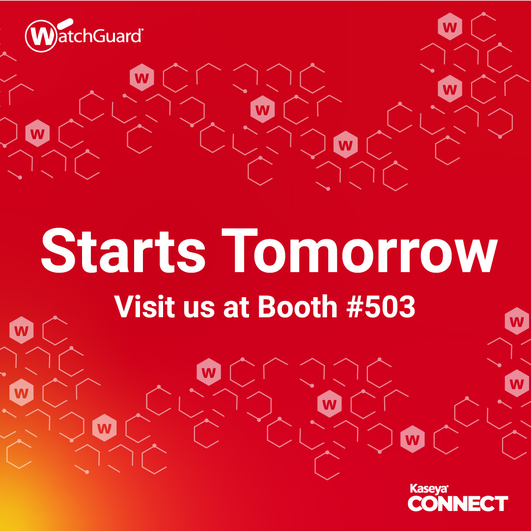 watchguard's tweet image. Kaseya Connect starts tomorrow!
MSPs, stop by Booth #503 to see WatchGuard live, talk security and scale, and enter to win a trip to Nashville.

Skip the wait. Book a demo: wgrd.tech/429LFXb

#MSP #KaseyaConnect #WatchGuard