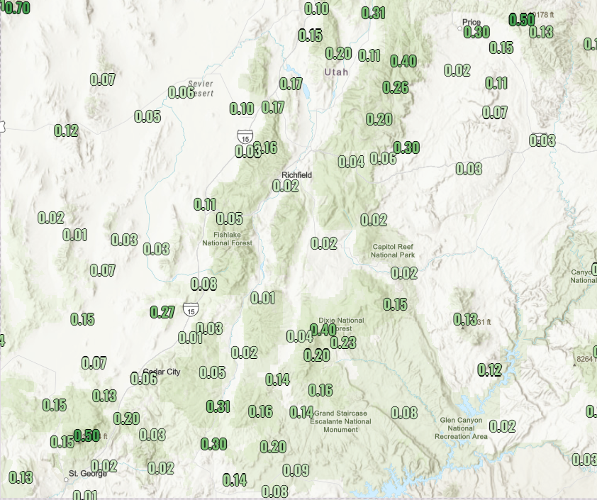 NWSSaltLakeCity's tweet image. A wide range of rain totals so far today. Southerly flow has kept Tooele and Salt Lake counties shadowed (&amp;lt;0.1" of rain), whereas areas along the northern Wasatch Front and Utah county are wetter (up to 1"). Filling in now across Salt Lake as winds switch to the northwest. #utwx