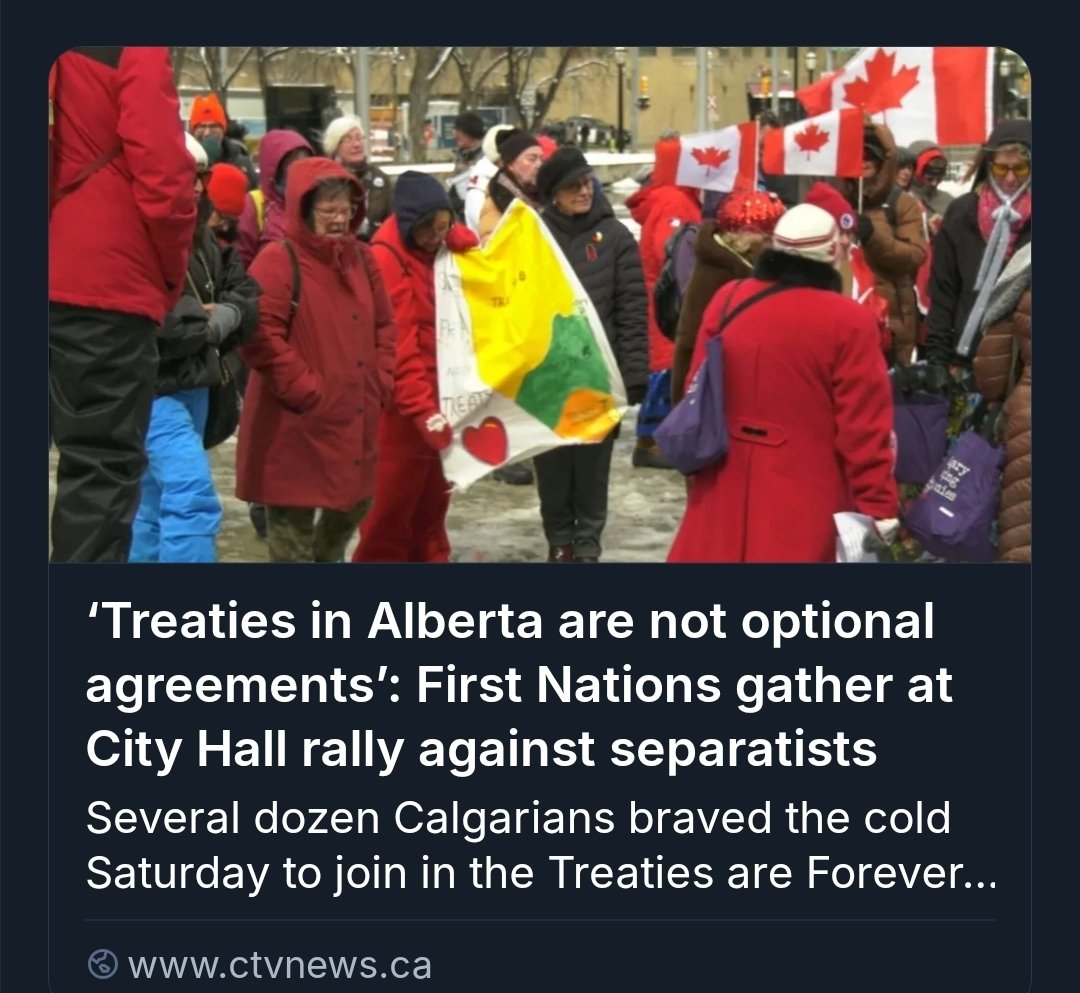 DecolonizeMyse1's tweet image. “The treaties in #Alberta are not optional agreements,“ said rally organizer Nicole Johnston. ”They are constitutionally protected commitments between #FirstNations and the Crown #Separatists #yeg #calgary ctvnews.ca/calgary/articl…