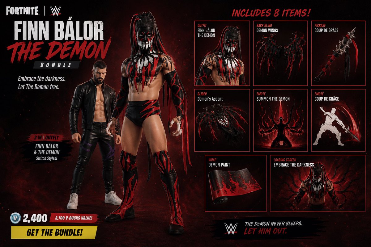 I’m seeing all these fun <a href="/Fortnite/">Fortnite</a> mockups on here of <a href="/WWE/">WWE</a> superstars but for me the only Fortnite bundle I want to see in the <a href="/EpicGames/">Epic Games Store</a> is <a href="/FinnBalor/">Finn Bálor</a> … this would be too sweet 👌🏻😈