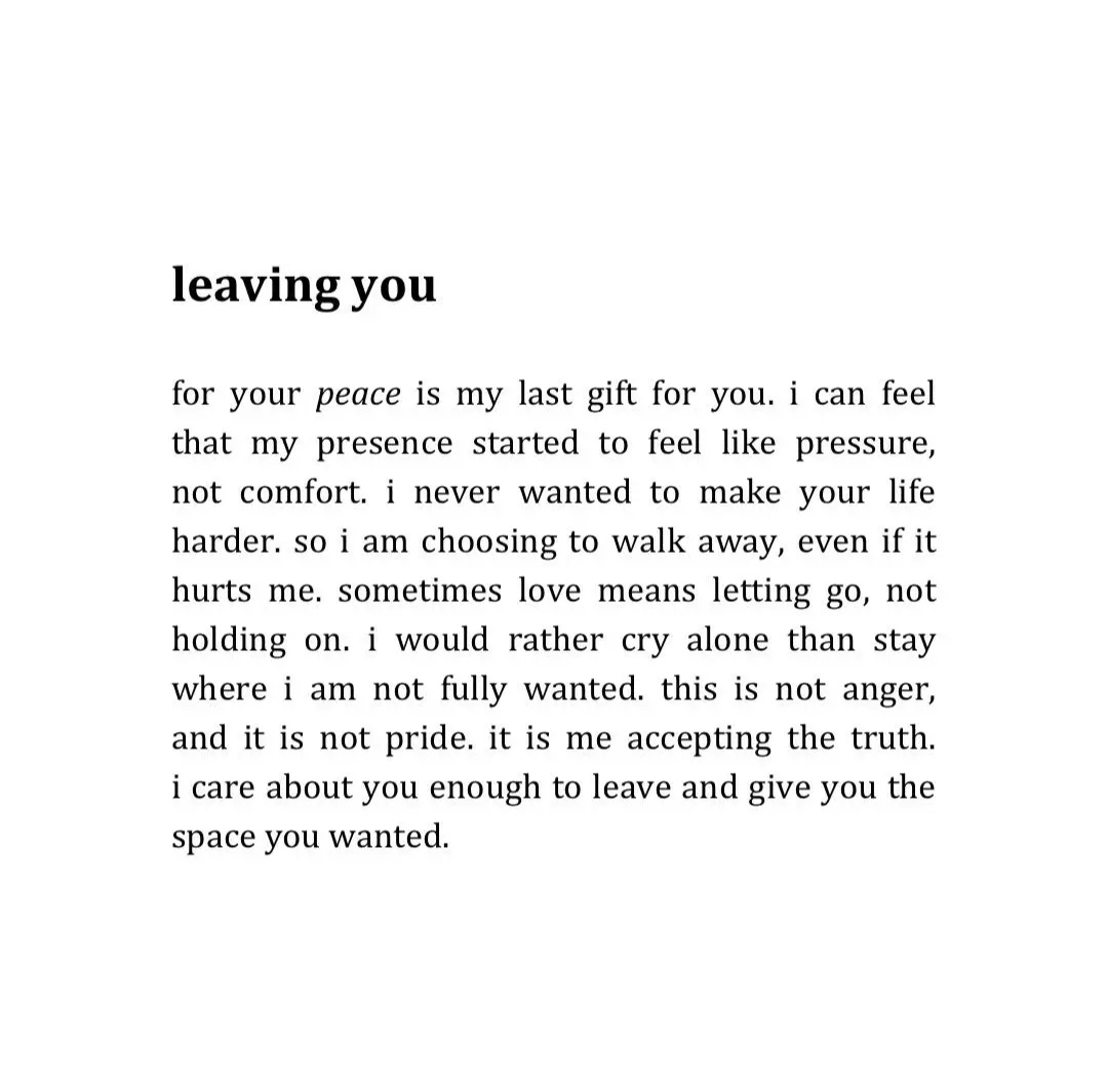 Liminal1988's tweet photo. Leaving you for your peace is my last gift for you. https://t.co/LsIu0j5lBN