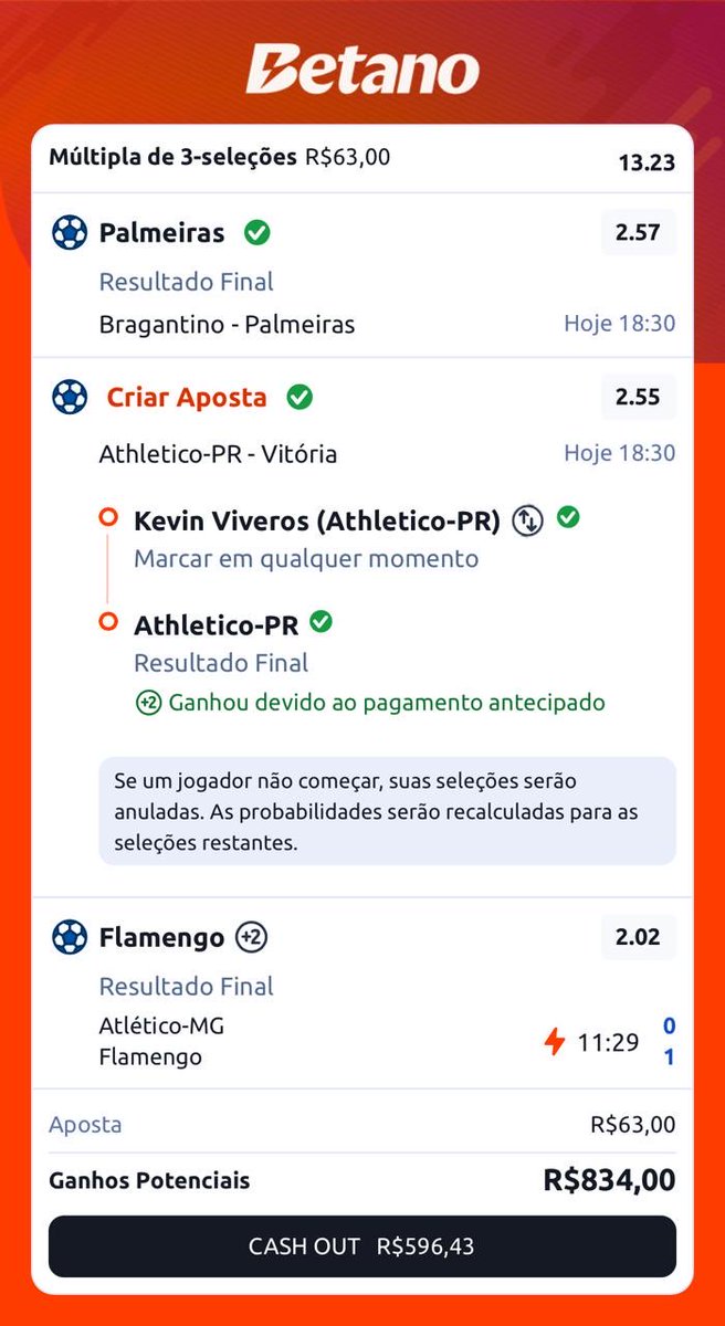 ZendaBetano's tweet image. Green 
Flamengo fez a boa 
#betano
#Bet365
#tips
#Brasileirão2026