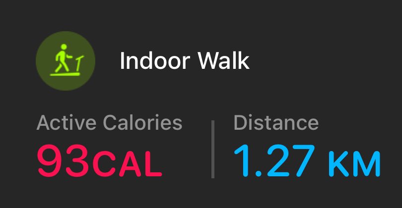 Danual_Gordon's tweet image. I walked indoors for 1.27 KM with the Workout app on my Apple Watch. 15min #WeightsDay #Weightlifting #Fitness #Gym #GymLife #BodyBuilding #Lift #BeastMode #CloseYourRings #Grind #NoExcuses #PlayToWin #WorldGymAustralia #AppleWatch #wgcoffsharbour