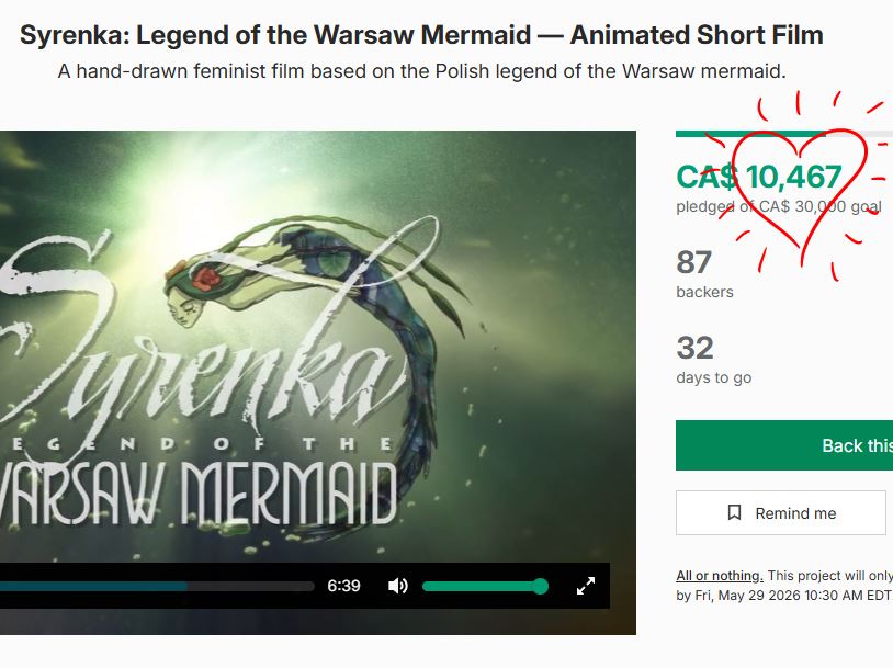 NawrockiTina's tweet image. NEW MILESTONE! We made it to 10k!!! 1/3 of the way there! @SyrenkaFilm we can DO THIS!! Please donate and share as much as you can! #2danimation #indiefilm
kickstarter.com/projects/tinan…