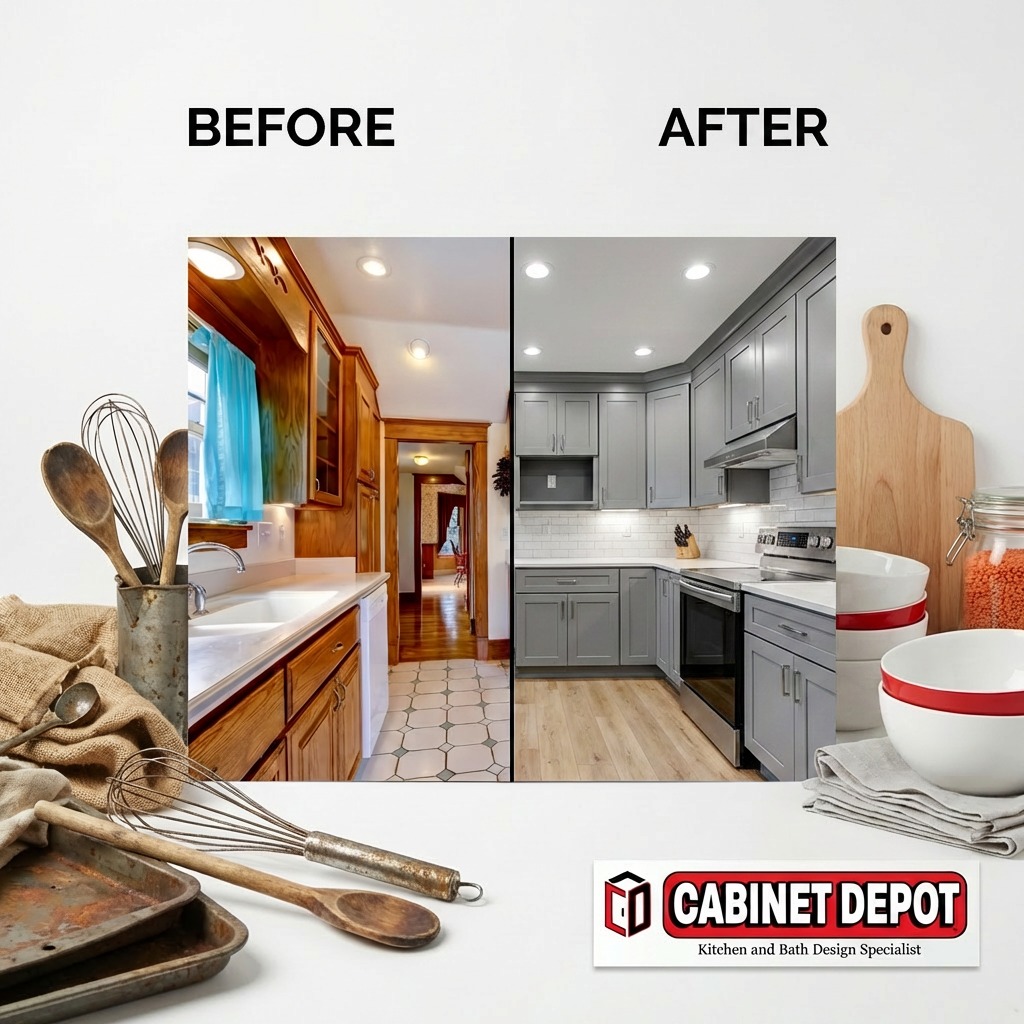 CabinetDepot_'s tweet image. Before ➡️ After 🔥 Out with the outdated, in with the elevated. This transformation brings a fresh, modern look with clean lines, brighter tones, and smart design that makes the whole space feel brand new.… #BeforeAndAfter #KitchenRemodel #CabinetDepot #HomeTransformation