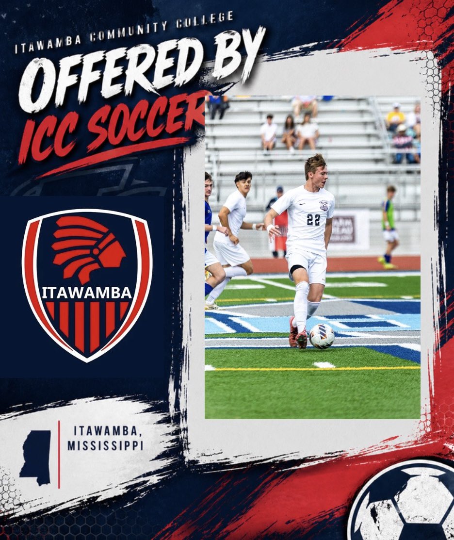 graysona08's tweet photo. I’m blessed to receive my 3rd offer from @caryl_vogel23 and @andrewelkins36 at Itawamba Community College @ICC_Soccer 

@NAHSFutbol @Austinbb_07 https://t.co/foTVW7p5cW