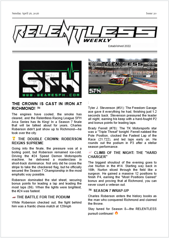 Relentless Racing League tweet media