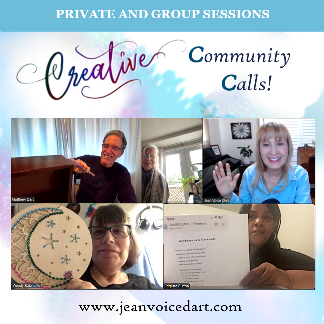 JeanVoiceDart's tweet image. 🙂What a fun time it was! Join me on Zoom for the "Creative Community Call" every Tuesday at 3 PM PT/ 6 PM EST (Please check your time zone). To register, go to Jean's website on the poster. Thank you.  🙏👏💖 #creative #fun #art #friends