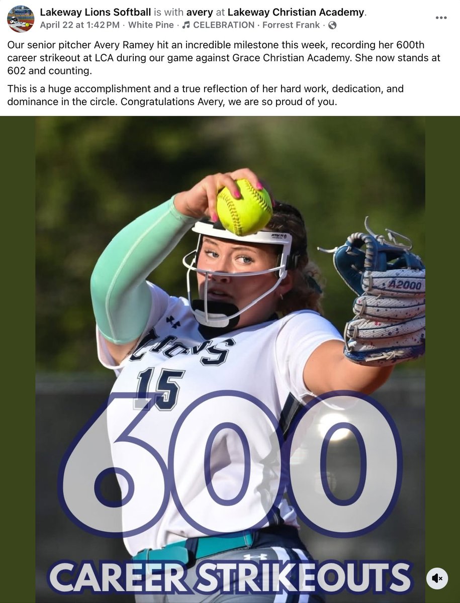 AveryRamey2026's tweet photo. Such a sweet week! I reached 600 career strikeouts and had a great senior night. Ready for postseason to start this week! 🔥🔥@Lakeway_SB @TeamNCHinde @AppStateSB https://t.co/RwwDsJ9bzC