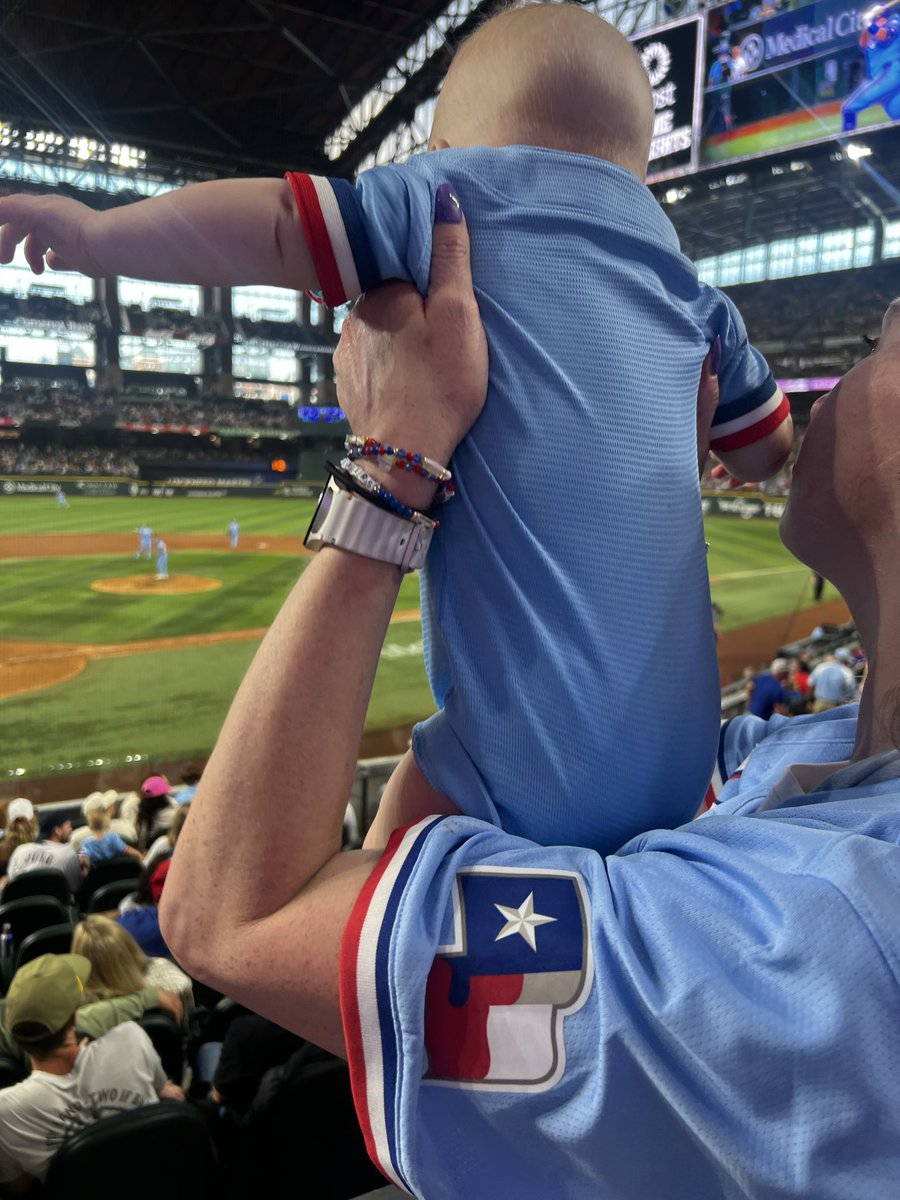 StarsQueen53's tweet image. Little dude’s first Rangers game! @GeauxDallas #AllForTX