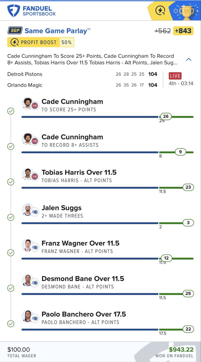✅ $100 -> $943 • EASY MONEY!!! (+843)

I just dropped 2 NBA Plays for tonight inside my VIP Discord.  Let’s go back to back. 

JOIN TODAY &amp; GET 3 DAYS FREE 👇 

Only 200 Spots available … Don’t miss out!!

3-DAY VIP Free Trial -> SmartPlaysDaily.ca