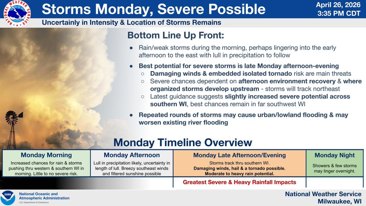 There is potential for severe storms Monday late afternoon/evening with ...
