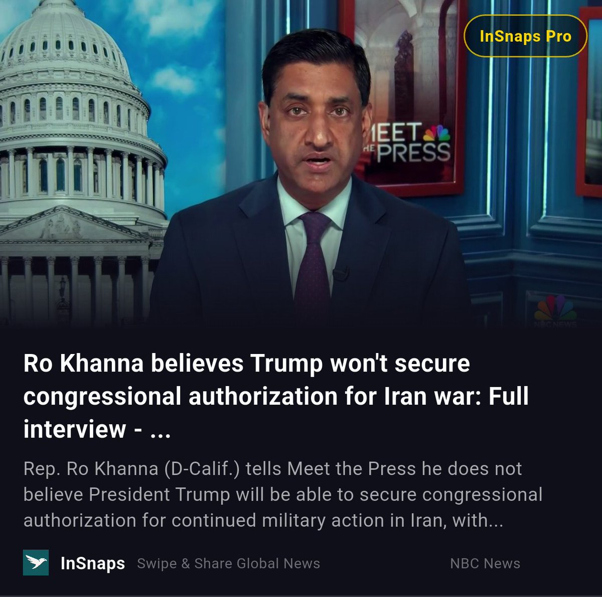 BuildWtPrakhar's tweet image. Ro Khanna believes Trump won't secure congressional authorization for Iran war: Full interview - ... | NBC News

Read this news on InSnaps. insnaps.app/a/L_9YlCB89m9A…

#NbcNews #Irans #Conflict #Khanna #Trump #Iran #Full
