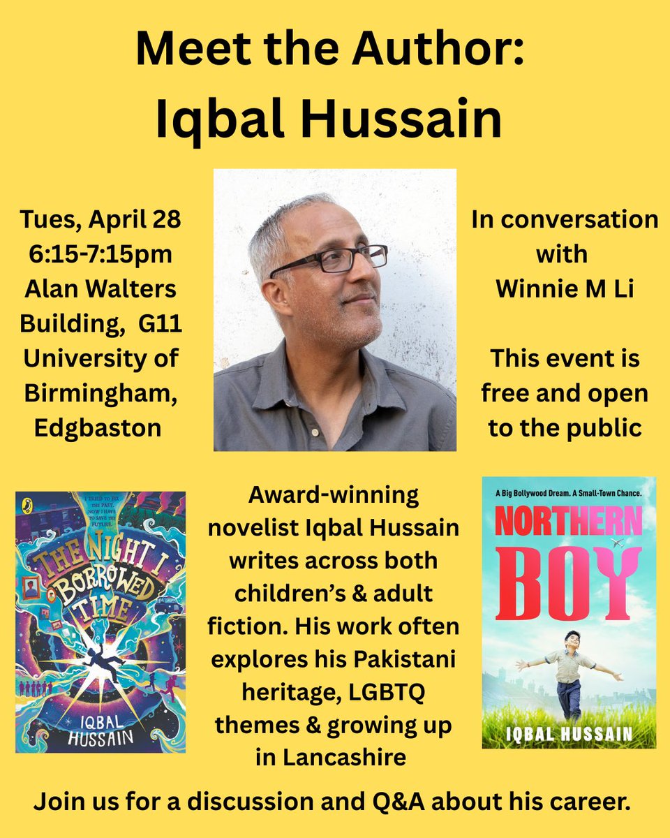 winniemli's tweet image. 2 DAYS until my #free public talk with award-winning novelist @ihussainwriter about his books and writing for both children &amp;amp; adults. Join us at @unibirmingham Tues night! #AuthorSpotlight #bookchat