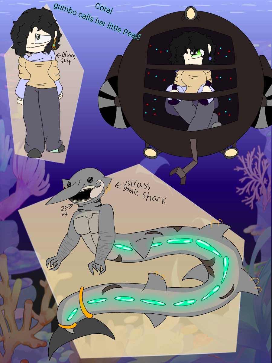 solar_flare3's tweet image. So I made a extremely ugly and funny looking mer person so here's my goblin shark mer named gumbo and his little friend Coral.

#merman #goblinshark #random #Mer #nobraincells