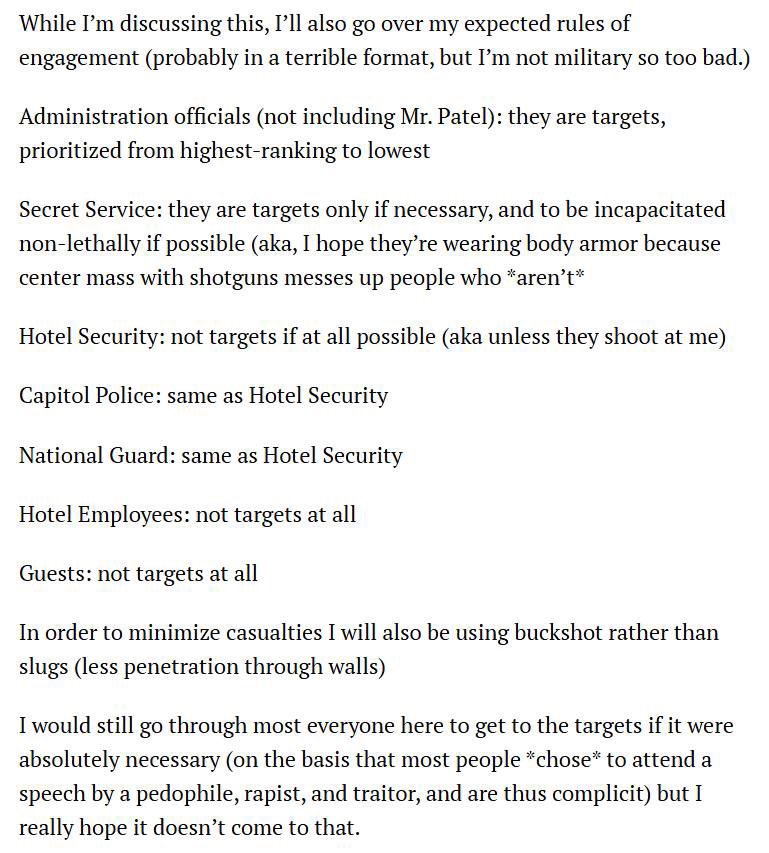 🚨Alert: Democrat inspired Antifa assassin’s Manifesto, statement and his ‘rules of engagement,’ targeting members of the Trump Administration! Democrat are fighting a civil war!