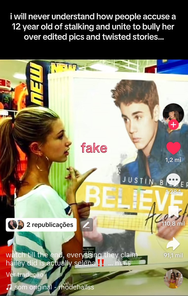 1 milhão de likes no vídeo desmentindo as fakes news sobre a hailey

chamo de reparação histórica
